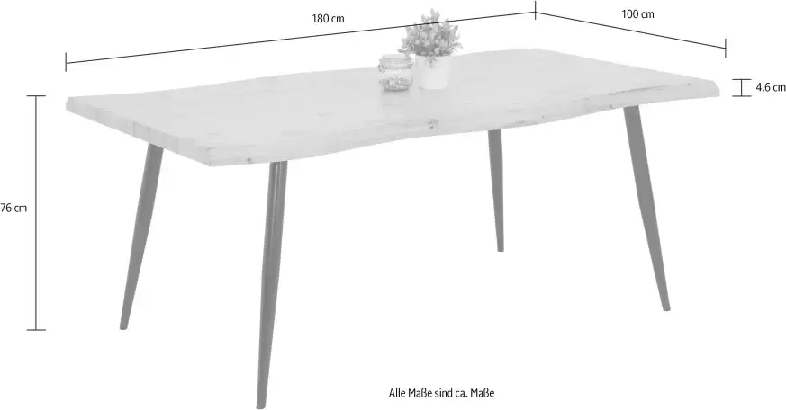 Hela EMOB Eettafel Brihanne 180x100 cm-boomrand Keukentafels Bruin Melamine; MDF; Metaal Keukentafels Op voorraad - Foto 4