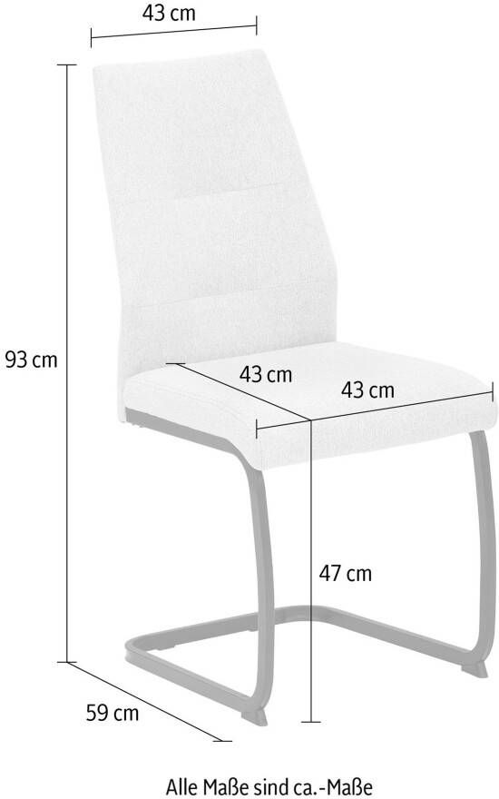 HELA Vrijdragende stoel Ariana eetkamerstoel Gecertificeerde 'Waterfree' stof zeer robuust 140 kg draagvermogen (set) - Foto 4