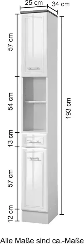 HELD MÖBEL Hoge kast Napels Breedte 25 cm met hoogglansfronten en elegant freeswerk - Foto 2