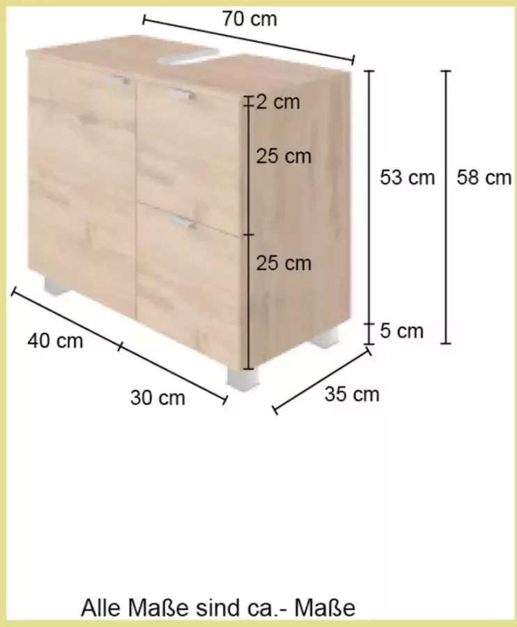 HELD MÖBEL Wastafelonderkast Bauska 70 cm breed met 2 laden - Foto 4