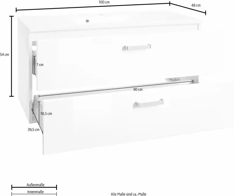 HELD MÖBEL Wastafelonderkast Ravenna Badkamermeubel wastafelonderkast inclusief wasbak breedte 100 cm soft-closetechniek - Foto 7