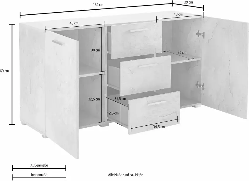 Helvetia Meble Dressoir Sarah Breedte 132 cm - Foto 6