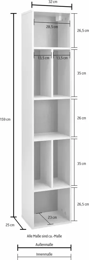 INOSIGN Hangrekje Toledo Höhe 159 cm stilvolle Bücherregal viel Stauraum Hoogte 159 cm - Foto 2