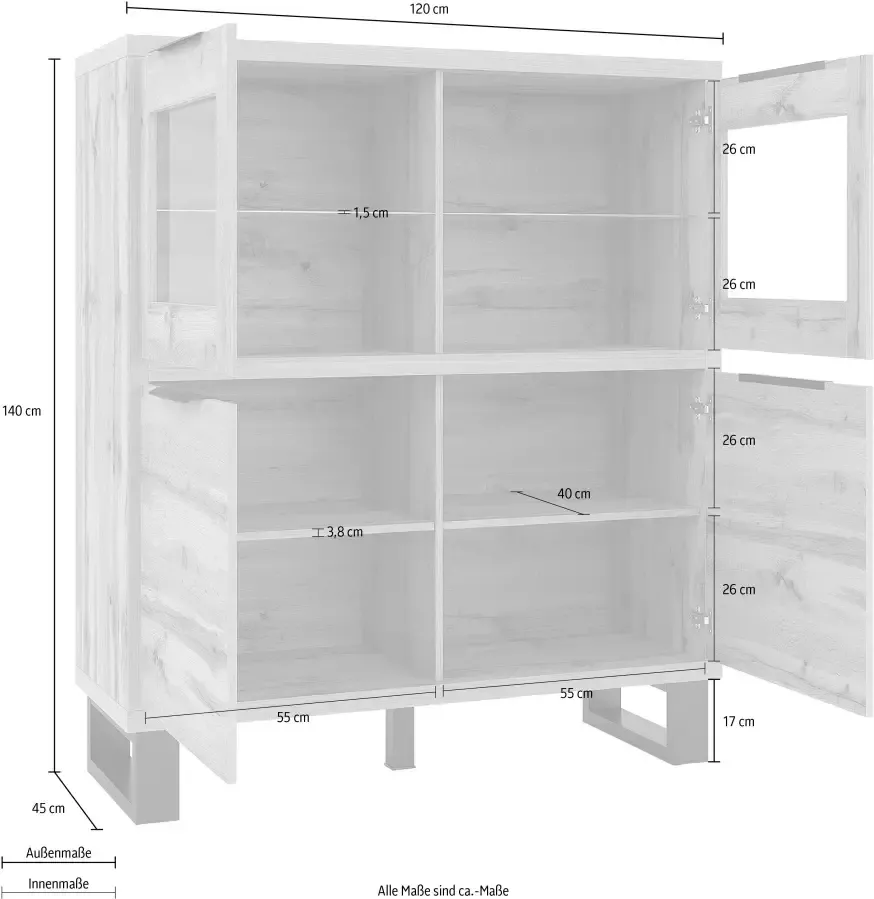 Helvetia Meble Highboard Halle Breedte ca.120 cm - Foto 2