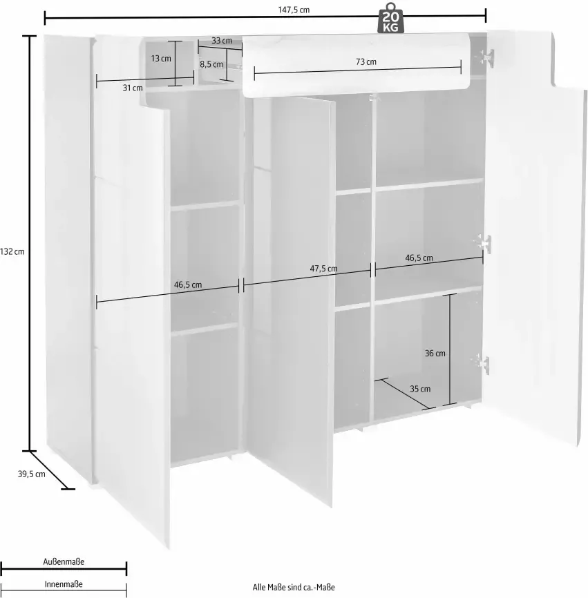 INOSIGN Highboard Toledo Breedte 148 cm - Foto 3