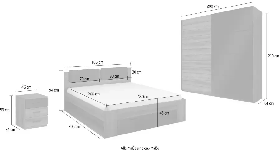 Helvetia Meble Slaapkamerserie Galaxy Bed met zacht verdikte hoofdborden en opberglade (4-delig) - Foto 6