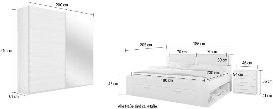 Helvetia Meble Slaapkamerserie Galaxy Bed met zacht verdikte hoofdborden en opberglade (4-delig) - Foto 6