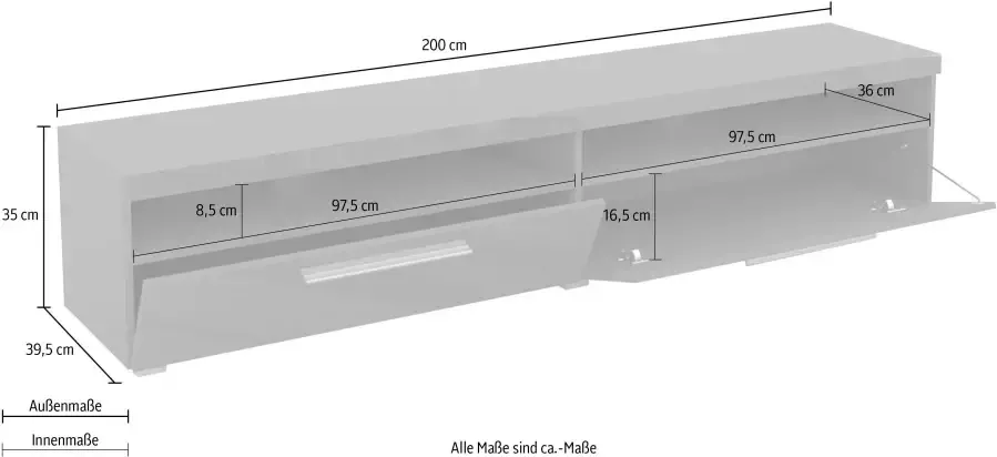 INOSIGN Tv-meubel India Breite 200 cm stilvolle Fernsehschrank mit offenen Fächern - Foto 2