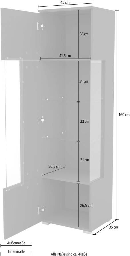INOSIGN Vitrinekast India Höhe 160cm stilvolle Glasvitrine mit verstellbare Glasböden Hoogte 160 cm - Foto 2
