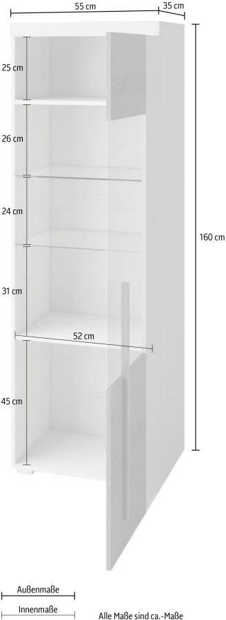 Helvetia Meble Vitrinekast Roger Höhe 160cm stilvolle Glasvitrine mit verstellbare Glasböden Hoogte 160 cm - Foto 4