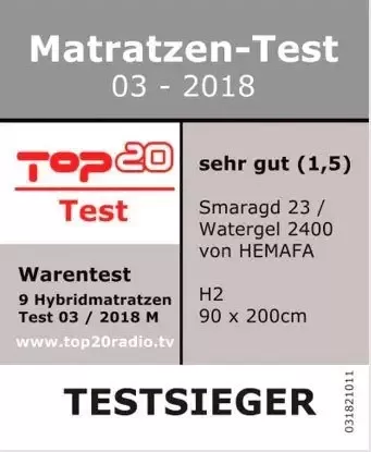 Hemafa Gelschuimmatras Watergel 2400 KS Testwinnaar bij de matrastest 03-2018 hoogte 23 cm - Foto 8
