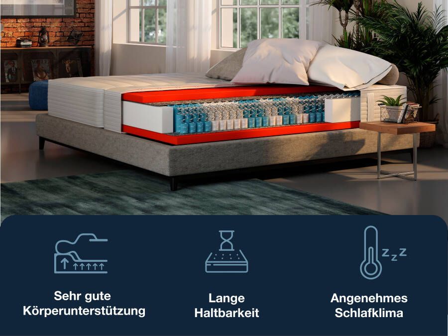 Hn8 Schlafsysteme Boxspringmatras Dynamische TFK innovatieve Lumatex-hybridschuim verkrijgbaar in 90x200 cm 140x200 cm en vele andere maten hoogte 25 cm - Foto 2