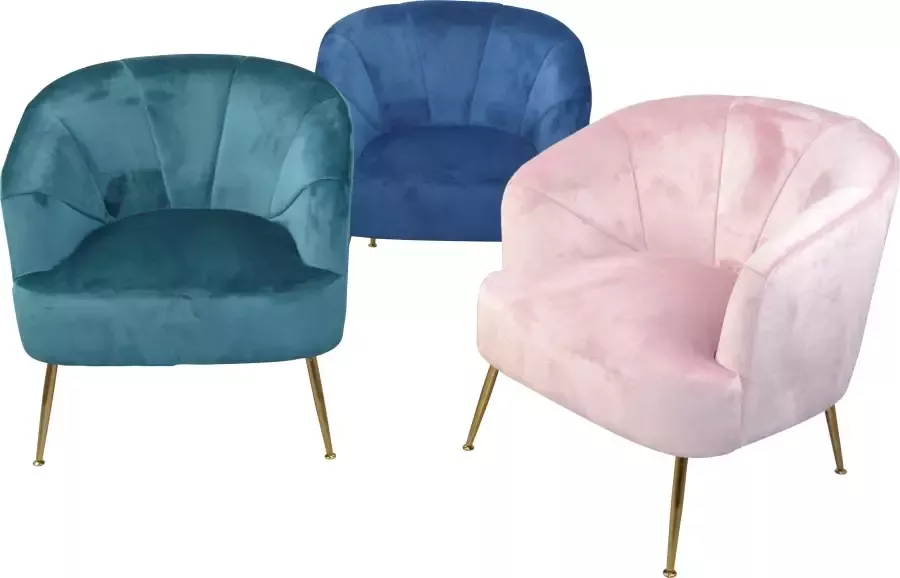 HOFMANN LIVING AND MORE Fauteuil Poten van stalen buizen goudkleurig gelakt veloursovertrek - Foto 4