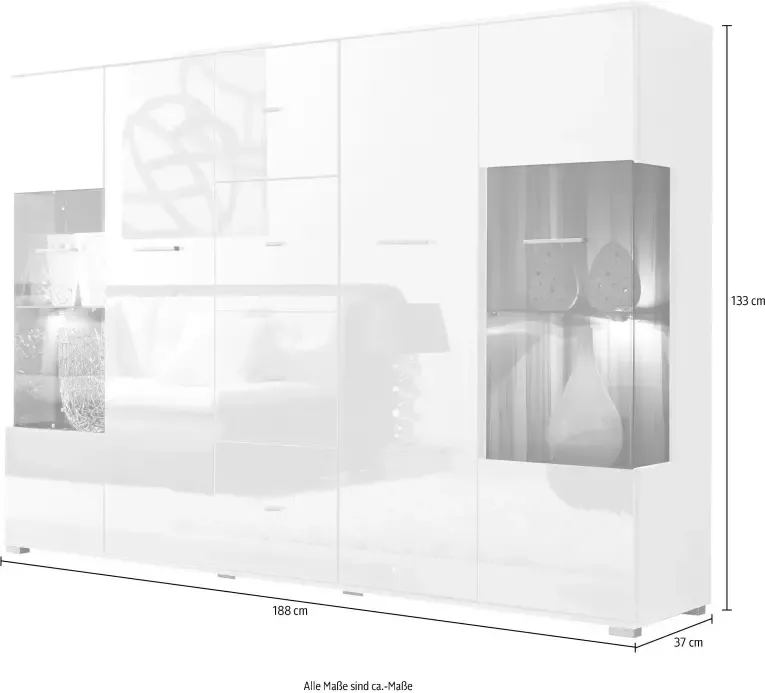 Höltkemeyer Highboard Style Breedte 188 cm zonder verlichting