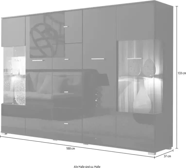 Höltkemeyer Highboard Style Breedte 188 cm zonder verlichting - Foto 2