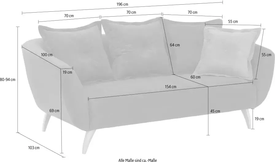 Home affaire 2 5-zitsbank Baggio modern en romantisch design comfortabel - Foto 5