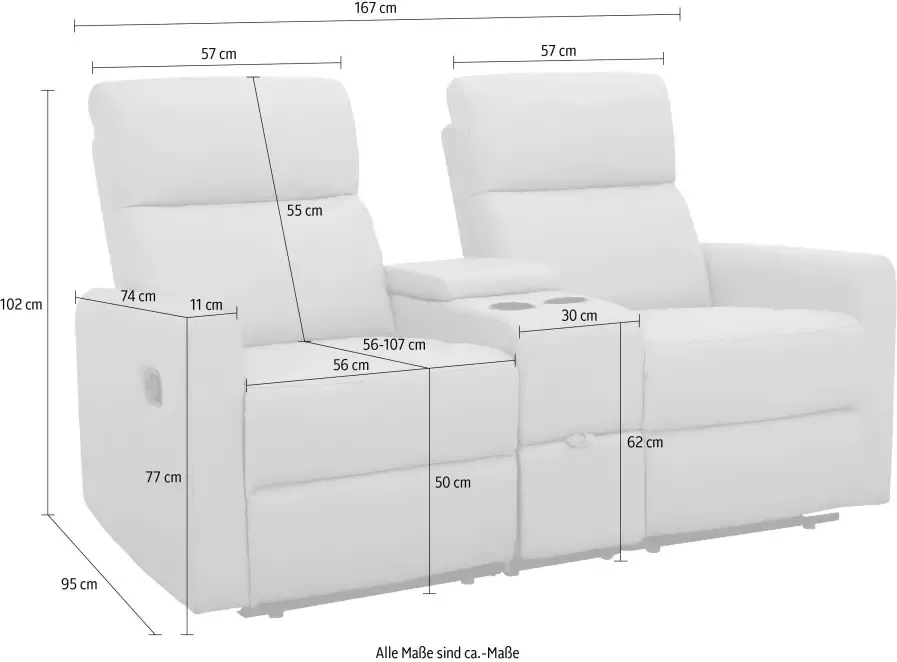 Home affaire 2-zitsbank Daoulas 2-zits bioscoopbank TV-fauteuil multimedia bank - Foto 5