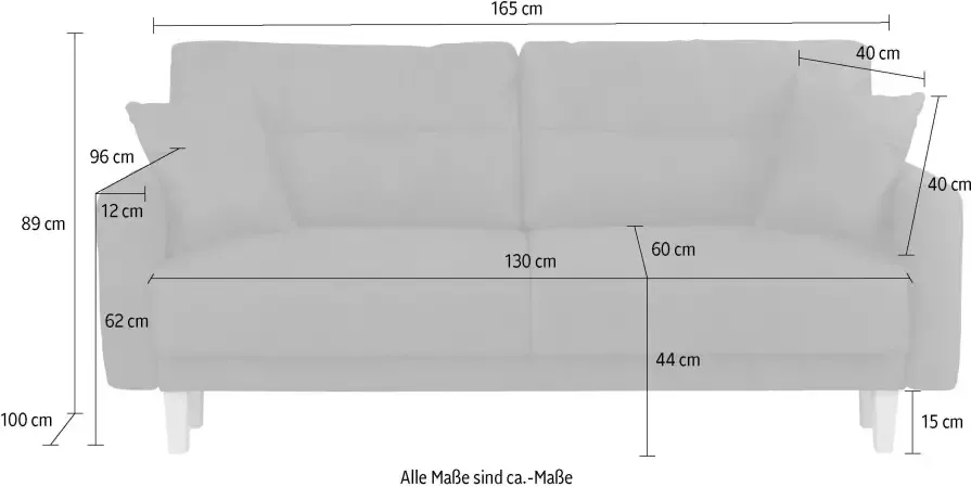 Home affaire 2-zitsbank TRIPLO met golfsysteem afmetingen B D H: 165 100 89 cm Bank met stiksel in het ruggebied incl. rugkussen en sierkussen - Foto 2