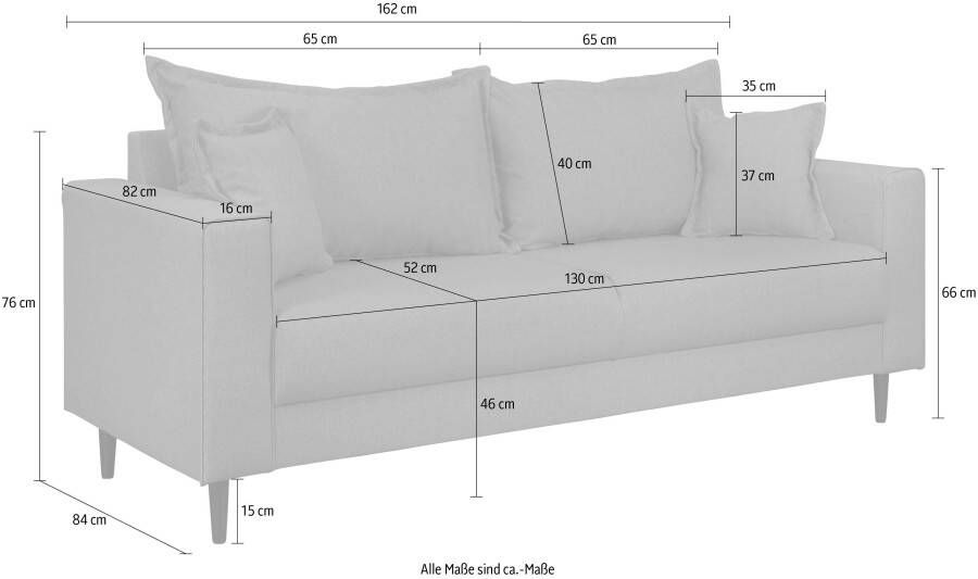 Home affaire 2-zitsbank VEYRAS hoog zitcomfort incl. sierkussens met bies b d h: 162 84 76 cm - Foto 4