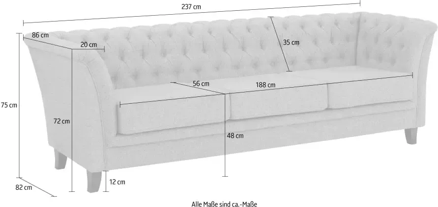 Home affaire Chesterfield-bank DOVER luxueuze capitonnage in chesterfield-look - Foto 3