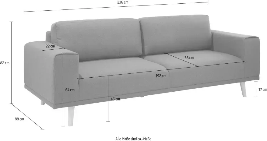 Home affaire 3-zitsbank Lasse in scandinavische stijl met houten poten - Foto 4