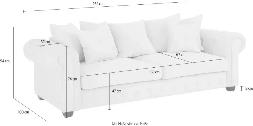 Home affaire 3-zitsbank San Pedro Capitonnage voor losse sier- en rugkussens (1 stuk) - Foto 6