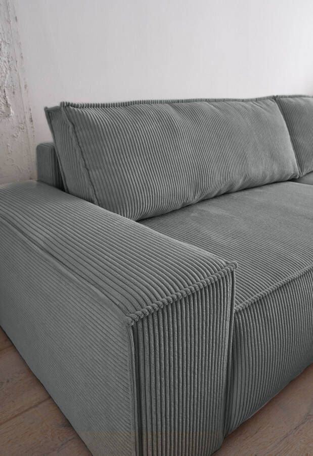 Home affaire 3-zitsbank SHERWOOD slaapbank (257 cm) ribfluweel velours vintage lederlook - Foto 6