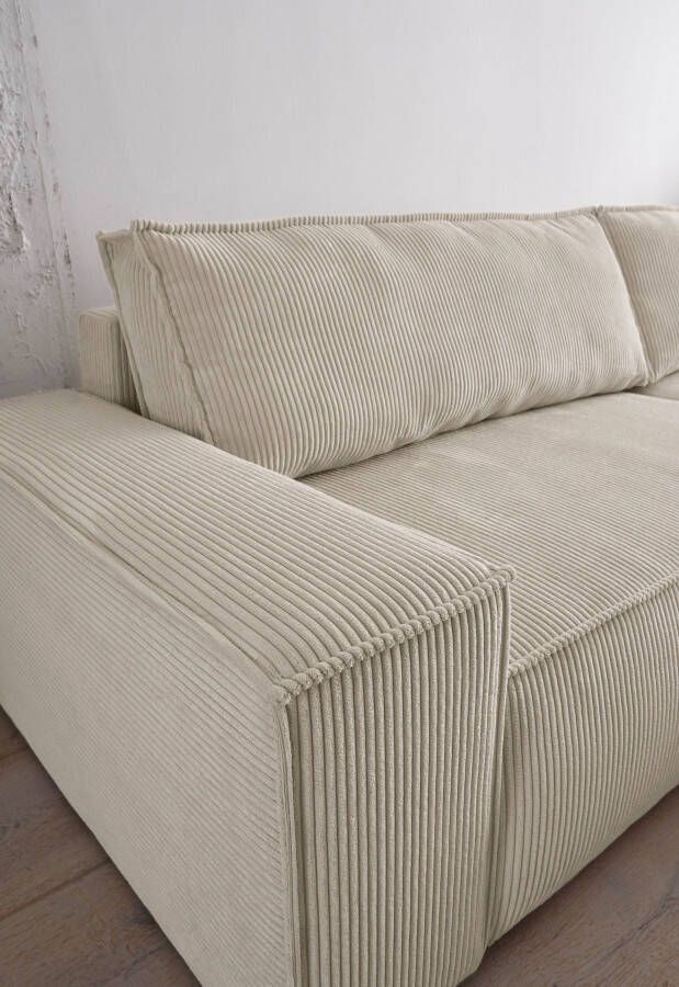 Home affaire 3-zitsbank SHERWOOD slaapbank (257 cm) ribfluweel velours vintage lederlook - Foto 10