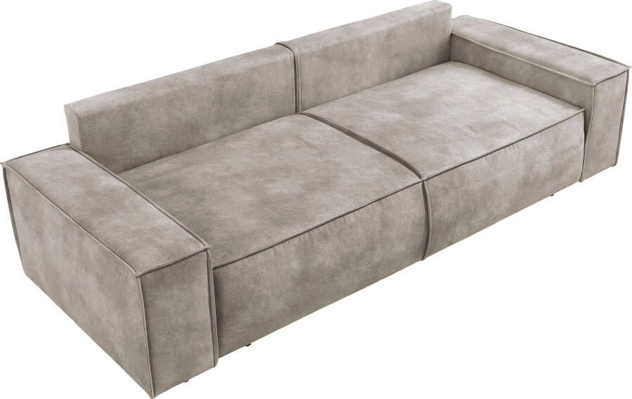 Home affaire 3-zitsbank SHERWOOD slaapbank (257 cm) ribfluweel velours vintage lederlook - Foto 8