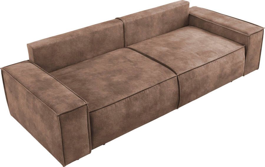 Home affaire 3-zitsbank SHERWOOD slaapbank (257 cm) ribfluweel velours vintage lederlook - Foto 8