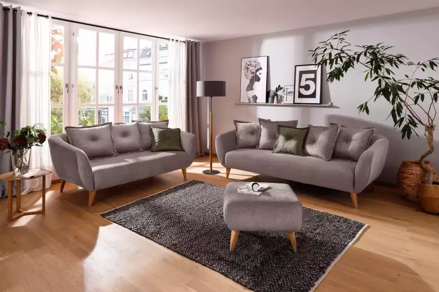 Home affaire 3-zitsbank Baggio modern en romantisch design comfortabel