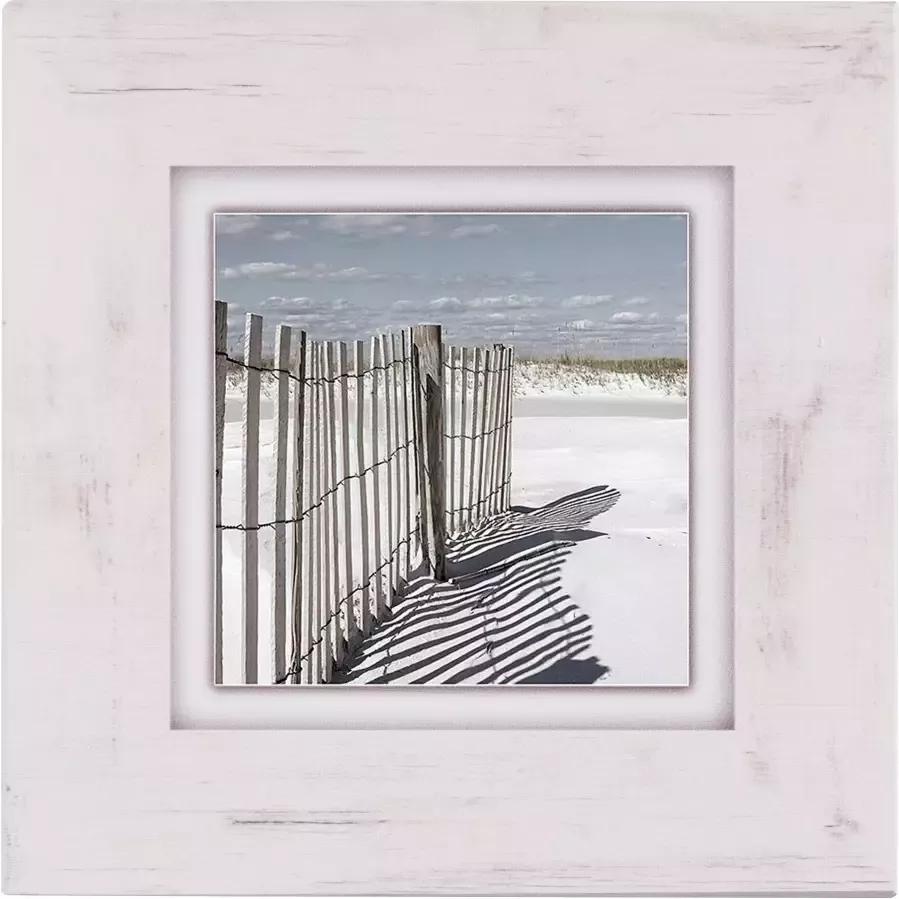 Home affaire Artprint op hout Hek aan het strand 40 40 cm