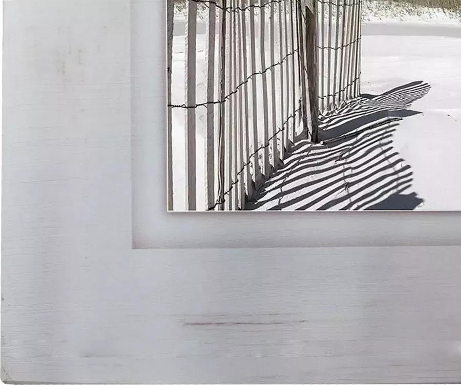 Home affaire Artprint op hout Hek aan het strand 40 40 cm