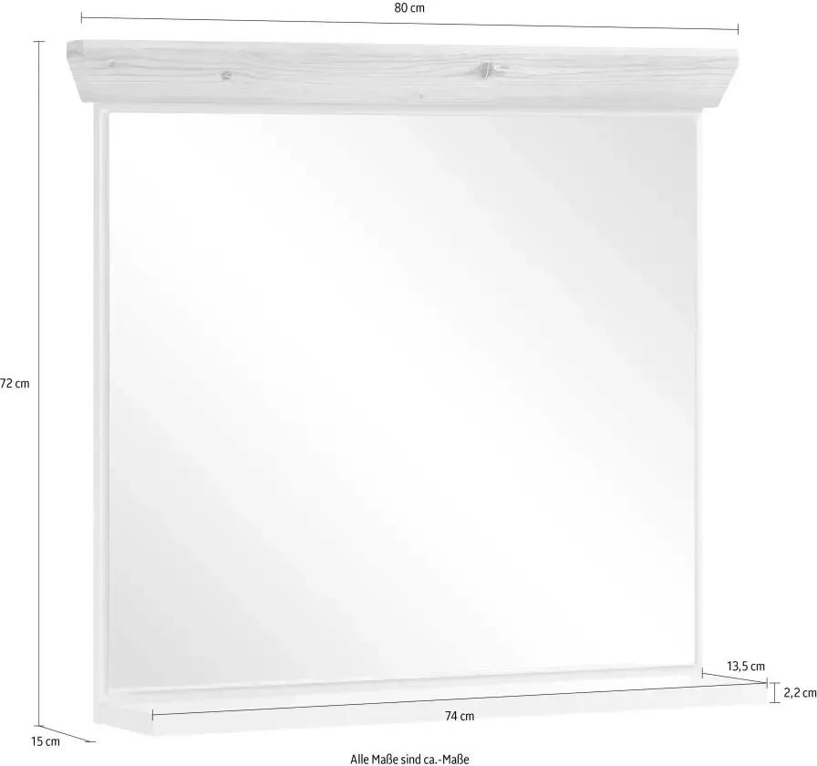 Home affaire Badspiegel Florenz spiegel in landhuisstijl in pinie wit met opbergruimte breedte 80 cm - Foto 3