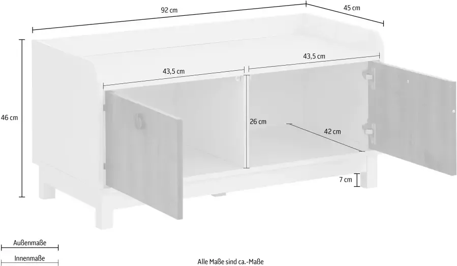 Home affaire Bank Goslar met mooie metalen handgrepen van folie voorzien houtmateriaal breedte 92 cm - Foto 3