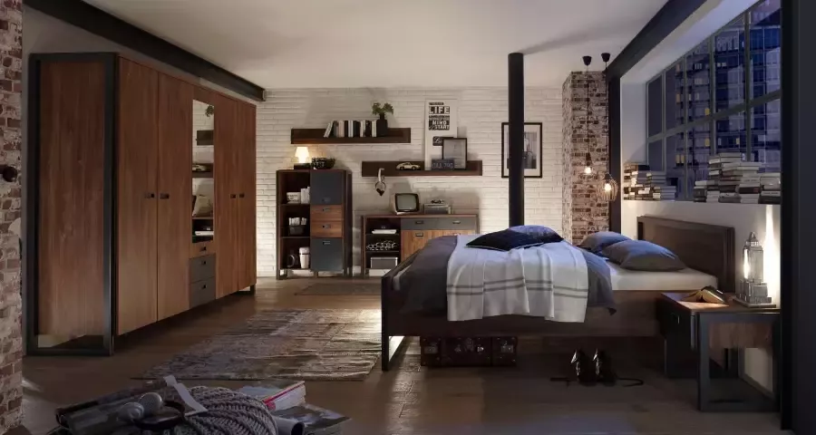Home affaire Bed Detroit eenpersoonsbed in industriële stijl bedframe slaapkamer - Foto 2
