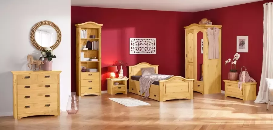 Home affaire Massief houten ledikant Konrad opbergbank messing handgrepen rustieke landelijke stijl - Foto 9