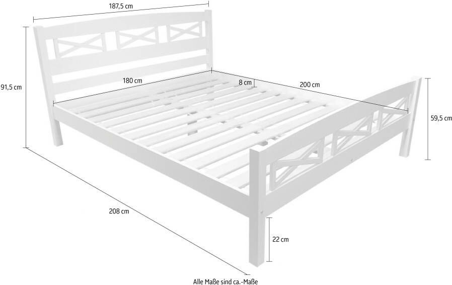 Home affaire Bed Wilma 90 x 200 cm en 180 x 200 cm Massief hout (grenen) landelijke stijl in Scandinavisch design - Foto 4