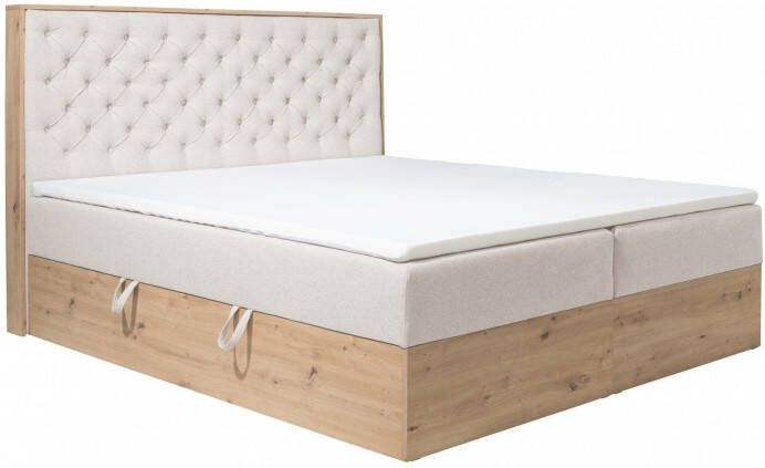 Home affaire Gestoffeerd bed Flero met houtdecor en mooie capitonnage in het hoofdbord (4-delig) - Foto 4