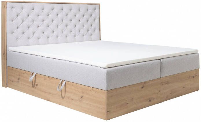 Home affaire Gestoffeerd bed Flero met houtdecor en mooie capitonnage in het hoofdbord (4-delig) - Foto 4