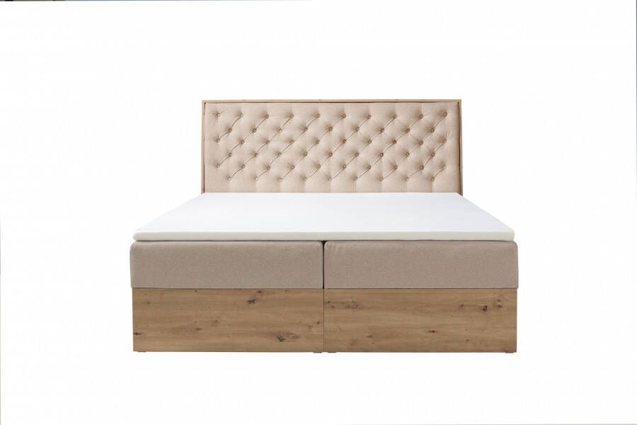 Home affaire Gestoffeerd bed Flero met houtdecor en mooie capitonnage in het hoofdbord (4-delig) - Foto 1