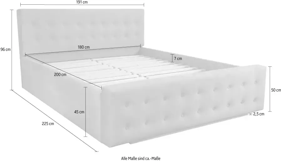 Home affaire Gestoffeerd bed Vaine in 5 breedten ook in lengte 220 cm incl. lattenrol - Foto 7