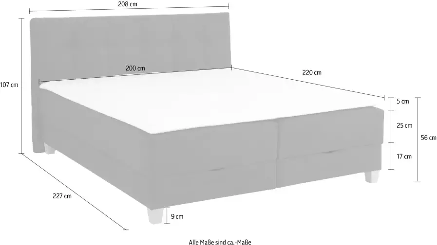 Home affaire Boxspring Lonrai in hardheid h2 & h3 en xxl extra lang 220 cm ter keuze incl. topmatras - Foto 9