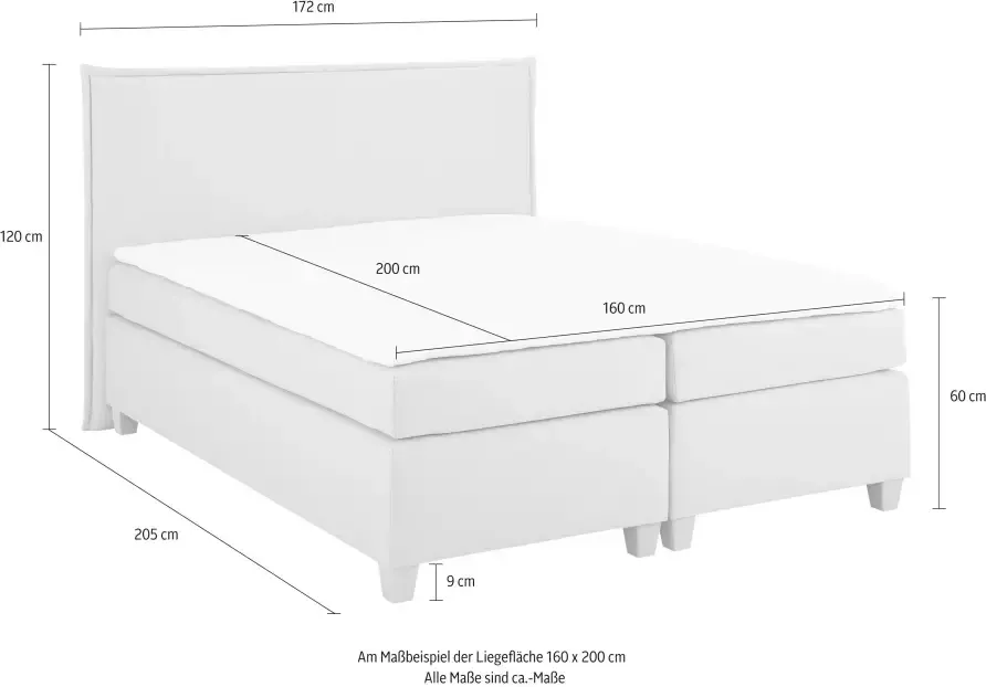 Home affaire Boxspring Houssay incl. topmatras 5 breedtes 2 hardheden ook in extra lang 220 cm - Foto 3