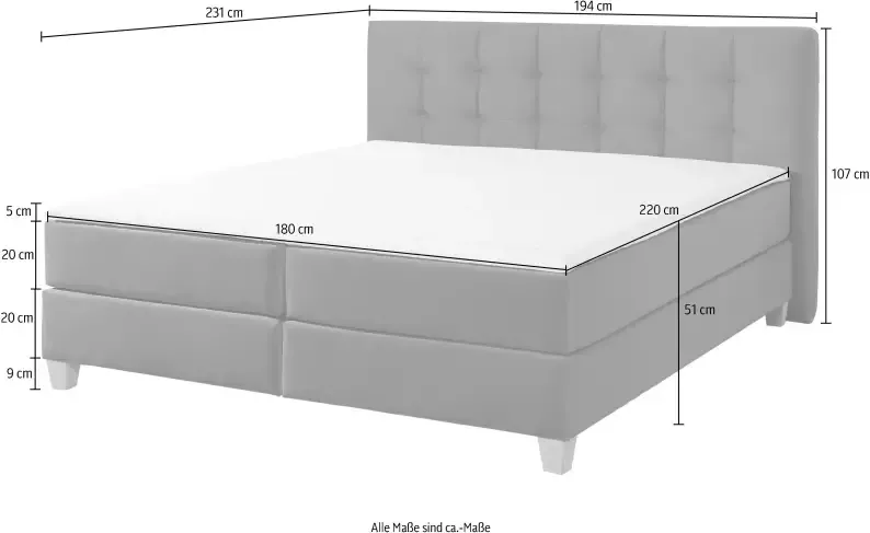 Home affaire Boxspring Moulay incl. topmatras in extra lang 220 cm 3 hardheden ook in h4 - Foto 7