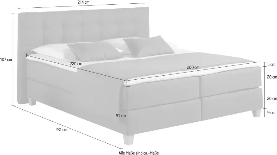 Home affaire Boxspring Moulay incl. topmatras in extra lang 220 cm 3 hardheden ook in h4 - Foto 6