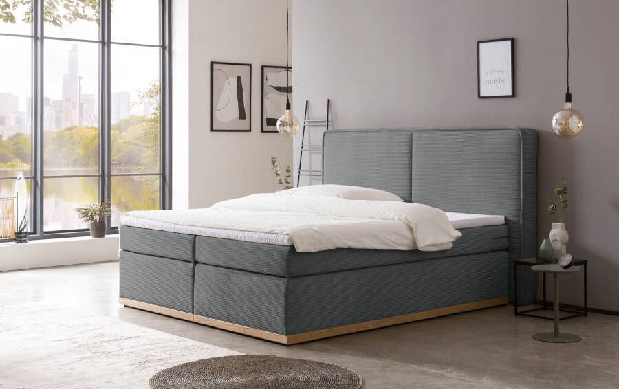 Home affaire Boxspring SHERWOOD hotelbed bekleed bed Hoogwaardig cord zachte velours-structuur met topmatras eiken - Foto 5