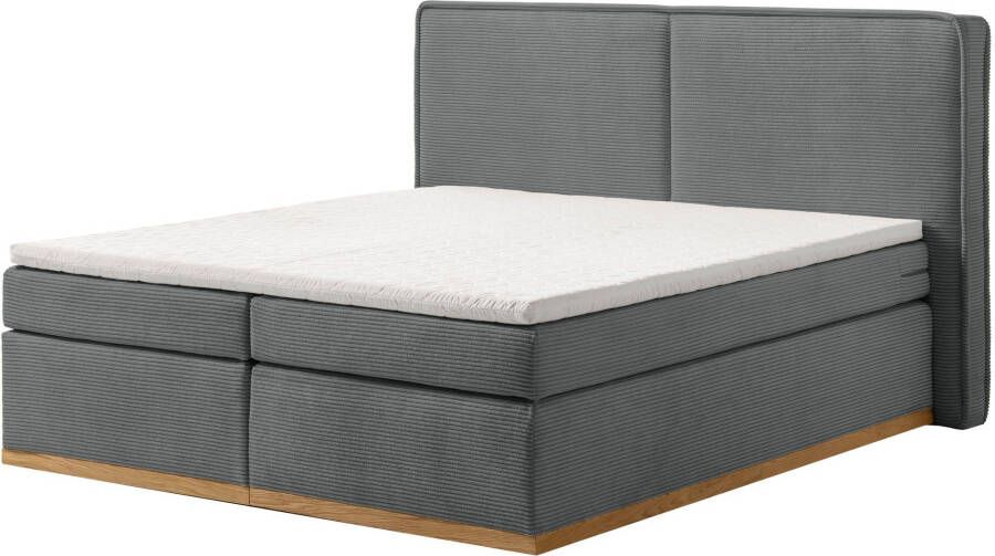 Home affaire Boxspring SHERWOOD hotelbed bekleed bed Hoogwaardig cord zachte velours-structuur met topmatras eiken - Foto 6