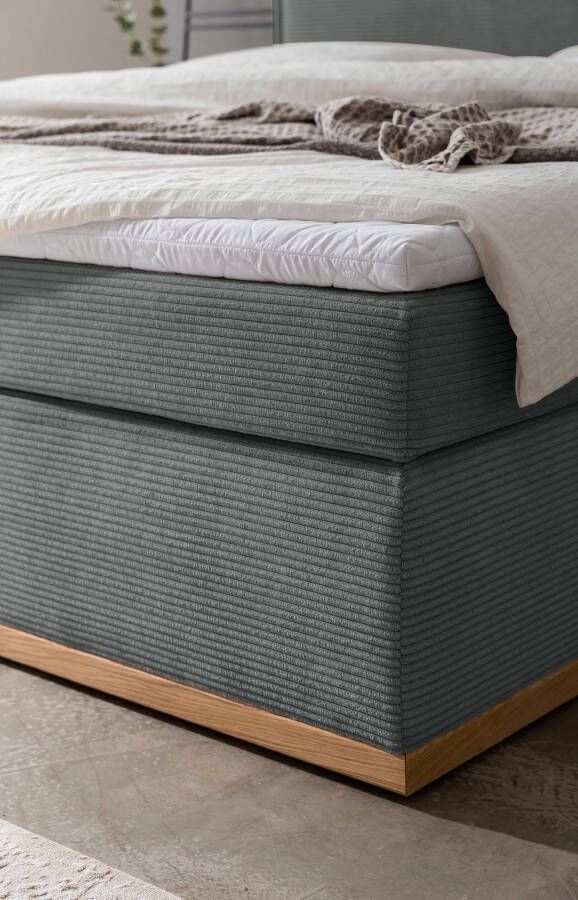 Home affaire Boxspring SHERWOOD hotelbed bekleed bed Hoogwaardig cord zachte velours-structuur met topmatras eiken - Foto 4