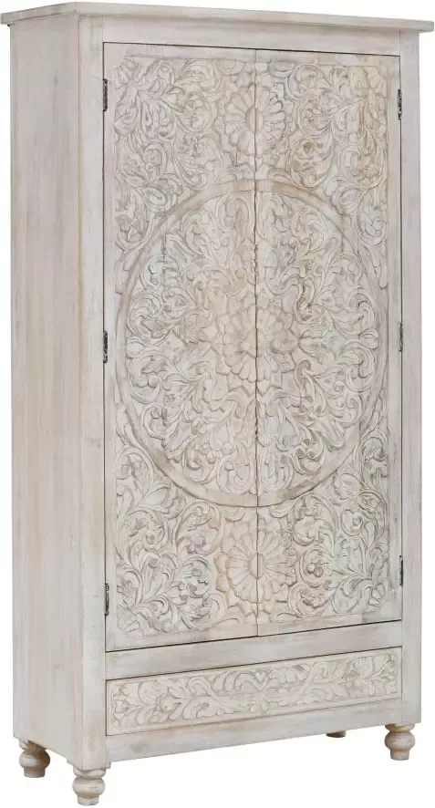 Home affaire Draaideurkast FENRIS gemakkelijk te onderhouden mangohout met decoratief houtsnijwerk hoogte 180 cm - Foto 7